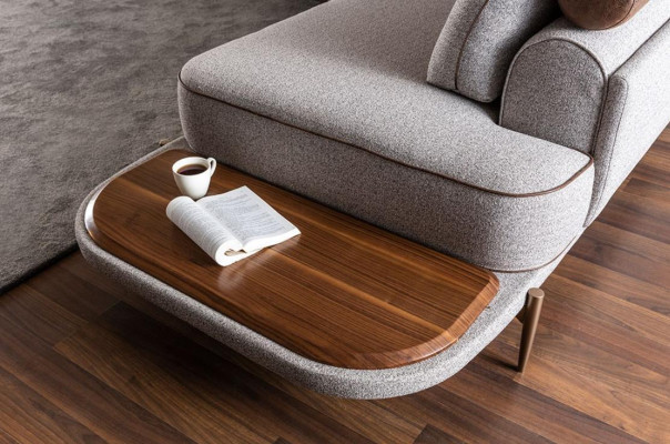 Ecksofa Stoffsofa L-Form Sofa Stoff Sofas Grau Modern Tisch Wohnlandschaft