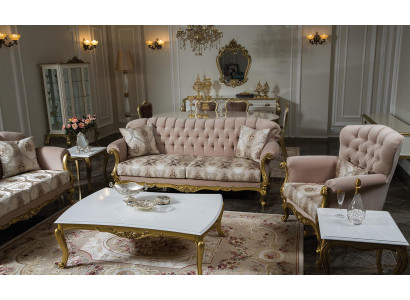 Luxus Sofa Couch Set 5tlg Sofagarnitur 3+2+1 Couchtisch Beistelltisch Sessel