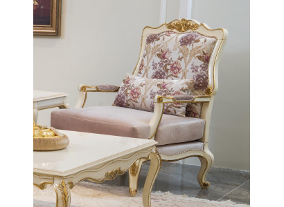 Luxus Möbel Design Sessel klassisches Design Thron Textil Wohnzimmer