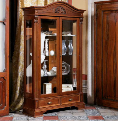 Vitrine Glas Schrank Wohnzimmer Schaufenster 2 Türen Vitrinen Barock