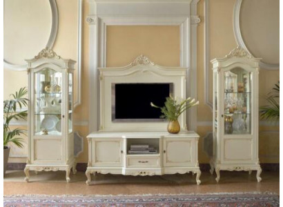 Wohnwand Wohnzimmer Vitrine Sideboard RTV Regal Wände Schrank 4tlg. Massivholz