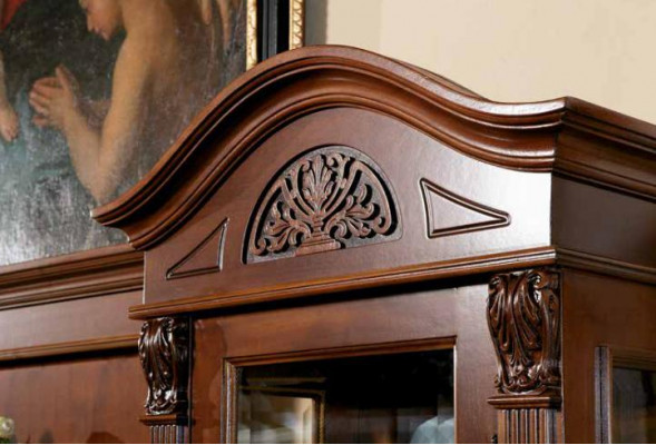 Klassische Wohn Wand Massivholz Wohnzimmer Vitrine Sideboard RTV Regal Wände Schrank 4tlg.