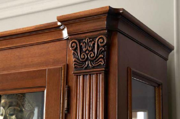 Klassische Wohnzimmer Vitrine Sideboard RTV Regal Wände Schrank 3tlg. Massivholz