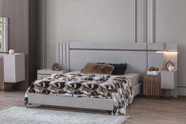 Schlafzimmer Set Luxus Design Bett 2x Nachttisch Kleiderschrank 4tlg Neu