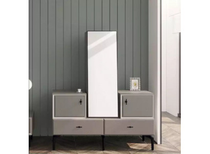Kommode mit Spiegel für Schlafzimmer grau stilvoll modernes Design