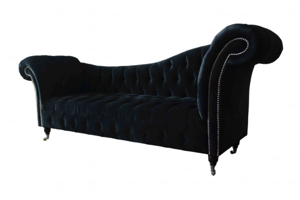 Sofa Luxus Textil Chesterfield Couch Polster 3 Sitzer Garnitur Blau Samt