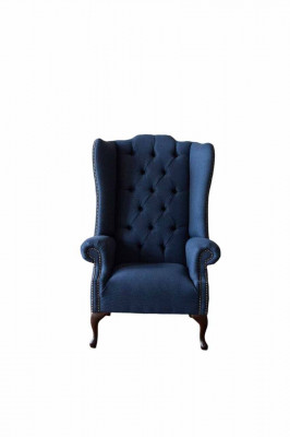 Chesterfield Ohrensessel Relax Sessel Stuhl Polster Stoff Textil 1 Sitz