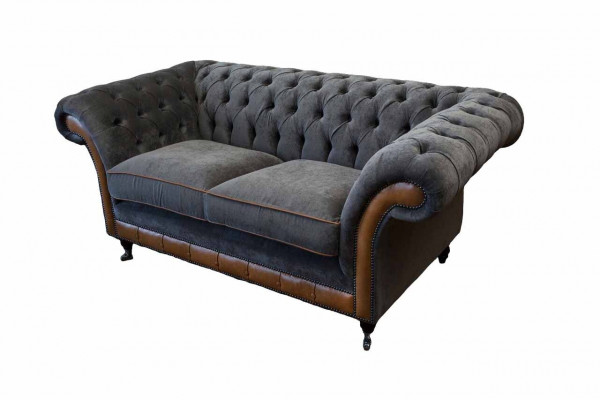 Chesterfield Luxus 2 Sitzer Couch Polster Sofa Zweisitzer Leder Couchen