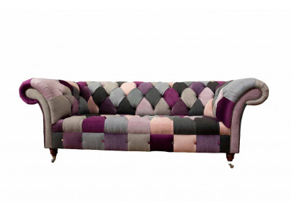 Chesterfield Design Polster Luxus Sitz Sofa Couch Grün Textil 3 Sitzer