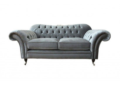 Chesterfield Sofa 2 Sitzer Polster Designer Couchen Sofas Grau Neu