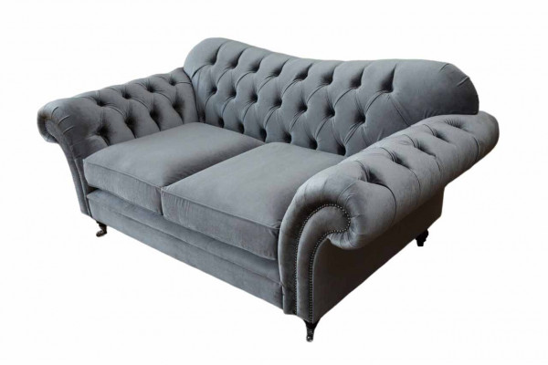 Chesterfield Sofa 2 Sitzer Polster Designer Couchen Sofas Grau Neu