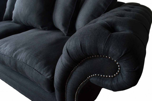 Sofa Textil Stoff 3 Sitzer Couch Designer Sitz Polster Schwarz xxl big