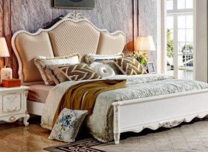 Bett Schlafzimmer Set Design Weiß Stil Leder Betten 2x Nachttisch 3tlg
