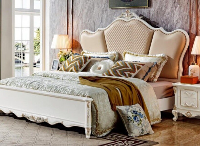 Antik Stil Betten Doppelbett Lederbett Bettgestell Barock Rokoko Bett