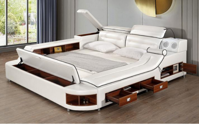 Betten Hotel 180x200cm Multifunktion Regal USB Design Bett xxl Big Leder