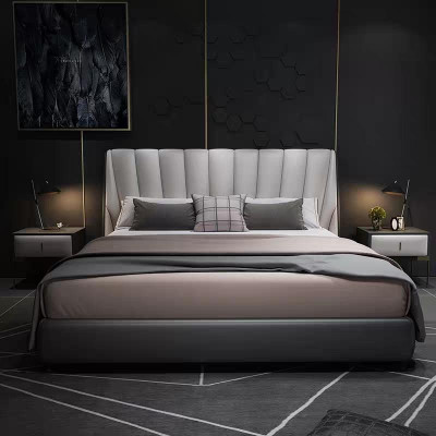 Luxus Doppel Hotel Betten 180x200cm Schlaf Zimmer Grau Leder Bett