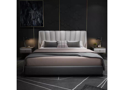 Luxus Doppel Hotel Betten 180x200cm Schlaf Zimmer Grau Leder Bett