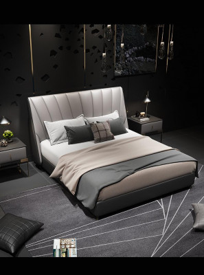 Luxus Doppel Hotel Betten 180x200cm Schlaf Zimmer Grau Leder Bett