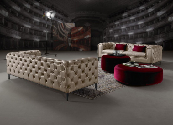 Luxuriöses 3+3 sitzer sofagarnitur in beige von chesterfield