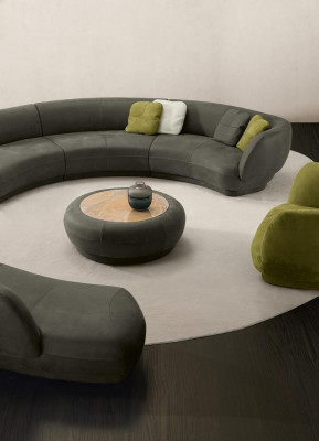 Rundsofa Eckcouch 6 Sitzer Couch Sofa Leder Luxus Möbel Wohnzimmer