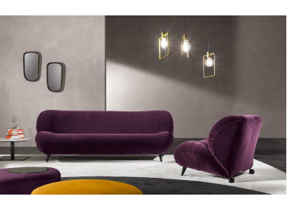 Gruppe Set Sofagarnitur 3+1 Sitzer 2tlg. Möbel Sofas Sessel Luxus Sitz Lila Neu