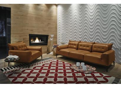 Garnitur Sessel Sofas Sofagarnitur 3+1 Sitzer Braun Wohnzimmer Polster