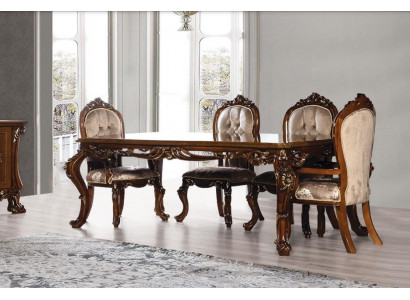 Luxus Esszimmer Esstisch Stuhl Gruppe Garnitur Set Holz Tisch Tische 5tlg. Sets