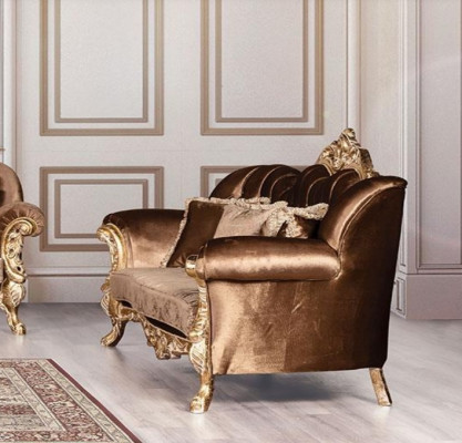 Luxus Dreisitzer Sofa 3 Sitzer Barock Rokoko Sofa Sofas Sessel Stoff Stil Möbel