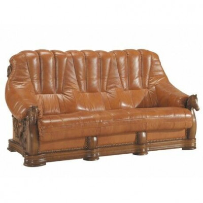 Wohnzimmer Sofagarnitur Couch Polster Sitz Deko Sofa Leder Holz 3+2+1 Set