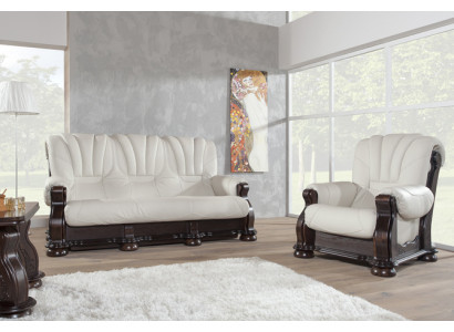 Leder Sofagarnitur der Luxus Klasse mit echtem Holzgestell Garnitur 3+2 Sofa
