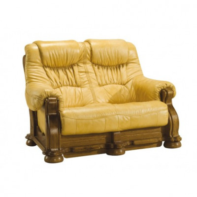 Sofagarnitur Holz Leder 3+2+1 Komplettes Set Klassik Couchgarnitur Sitz Polster