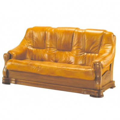 Sofagarnitur Holz Leder 3+2+1 Komplettes Set Klassik Sitz Polster Couchgarnitur