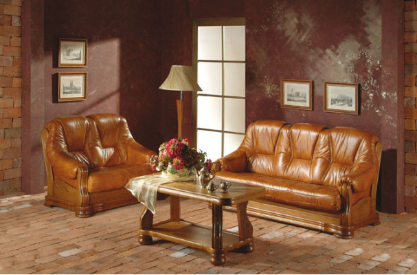 Garnitur 3+2 Sitzer Couch Polster Sitz Set 100% Italienisches Leder Garnituren
