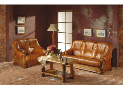 Garnitur 3+2 Sitzer Couch Polster Sitz Set 100% Italienisches Leder Garnituren