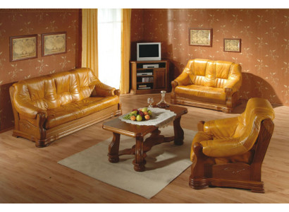 Wohnzimmer Ledercouch Sofagarnitur Set 3+1 Sitzer Sofa Couch Sitz