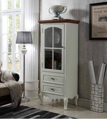 Landhaus Stol Wohnwand Wohnzimmer Vitrine Sideboard rtv Holz Schrank Möbel 3tlg