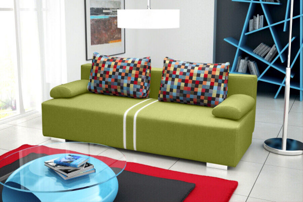 Schlafsofa 3-Sitzer mit Schlaffunktion, Bettkasten und Klappcouch - Designer Sofa