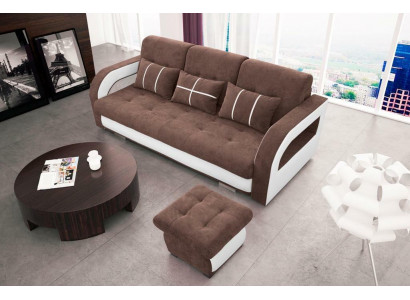 Sofa Couch Polster Sofas Couchen Schlafsofa Bettfunktion 3 Sitzer + Hocker Neu