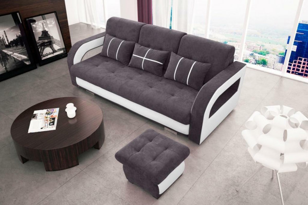 Sofa Couch Polster Sofas Couchen Schlafsofa Bettfunktion 3 Sitzer + Hocker Neu
