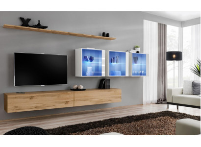 Wohnzimmermöbel Stil Modern Design TV-Ständer Wand Regale Komplett Wandschrank