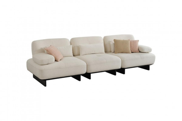Edler Viersitzer Designer Wohnzimmer Weiße 4–Sitzer Stoffcouch Möbel