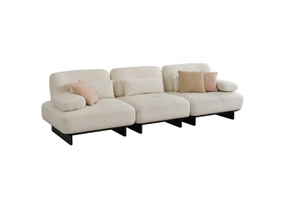Edler Viersitzer Designer Wohnzimmer Weiße 4–Sitzer Stoffcouch Möbel