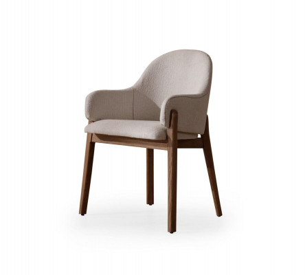 Weiß-braune Esszimmer Garnitur Moderner Esstisch 6x Polsterstühle 9tlg