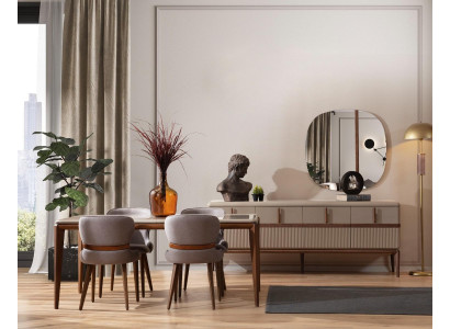 Modernes Esszimmer Set Designer Esstisch 4x Polsterstühle Luxus Anrichte