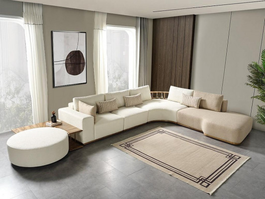 Weißes Ecksofa Moderne Wohnzimmer Möbel Designer Couch Textil Sofa 2TLG