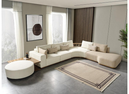 Weißes Ecksofa Moderne Wohnzimmer Möbel Designer Couch Textil Sofa 2TLG