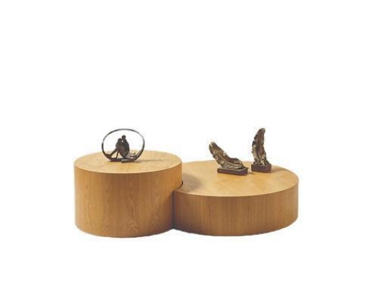 Hellbrauner Couchtisch 2x Rundtische Designеr Kaffeetisch Beistelltisch