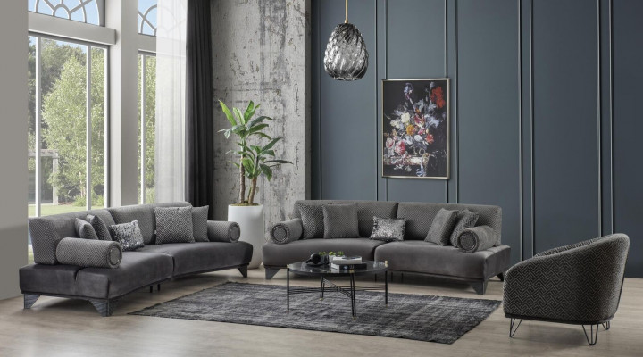 Luxus Sofagarnitur Garnitur Sofas Sofa Sessel Dreisitzer 3+3+1 Sitzer Stoff Neu