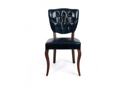 Dunkelblauer Chesterfield Einsitzer Designer Lederstuhl Luxus Esszimmer Möbel