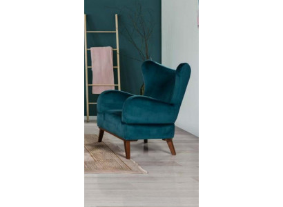 Sessel 1 Sitzer Design Wohnzimmer Polster Holz Moderne Türkis